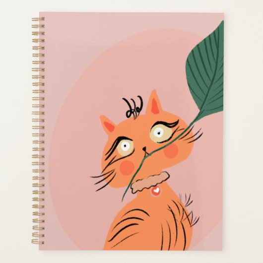  かわいい猫の植物の葉のキャラクター  プランナー手帳 (正面)