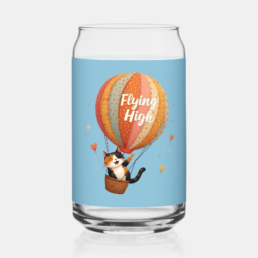 かわいい猫の気球 ファンタジー・アート ガラス缶 (正面)