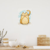かわいい猫の水彩画 ポスター (キッチン)