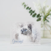かわいい猫の水彩画 ポストカード (スタンド正面)