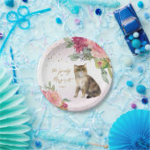 かわいい猫の水彩花少女バースデーパーティー ペーパープレート (パーティー)