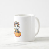 かわいい猫の海賊飲みボバティーハロウィーンかぼちゃ コーヒーマグカップ (正面右)