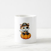 かわいい猫の海賊飲みボバティーハロウィーンかぼちゃ コーヒーマグカップ (中央)