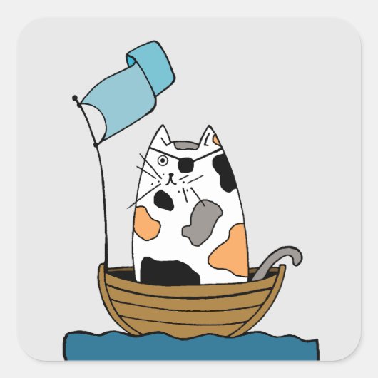 かわいい猫の海賊 スクエアシール (正面)