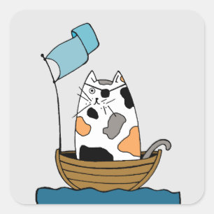 かわいい猫の海賊 スクエアシール