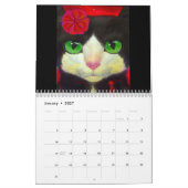 かわいい猫の猫花模様モダン2022年の壁 カレンダー (1月 2027)