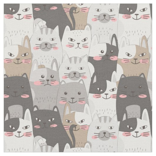 かわいい猫の生地 ファブリック (クローズアップ)
