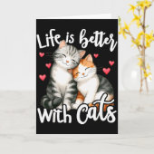 かわいい猫の生活は猫と一緒ならもっと素敵 バレンタインデーの猫 カード (黄色い花)