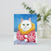 かわいい猫の白いクリスマスメインのクーンポストカード シーズンポストカード (スタンド正面)