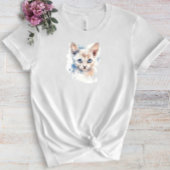 かわいい猫の白い水色 Tシャツ