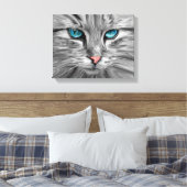 かわいい猫の目の顔 水彩油絵アート キャンバスプリント (インサイチュ (寝室))