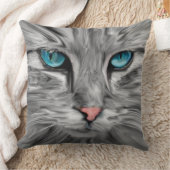 かわいい猫の目顔水彩油絵画芸術 クッション (ブランケット)