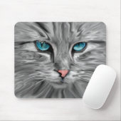 かわいい猫の目顔水彩油絵画芸術 マウスパッド (マウス)
