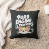 かわいい猫の眠いパーリング「エンジンランニングはエンジンだ」 クッション (ブランケット)