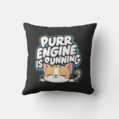 かわいい猫の眠いパーリング「エンジンランニングはエンジンだ」 クッション (裏面)