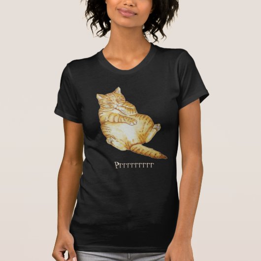 かわいい猫の睡眠のショウガの子ネコの芸術のデザイン Tシャツ (正面)