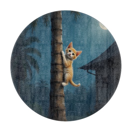 かわいい猫の瞬間 - 登ることを学ぶ カッティングボード (正面)