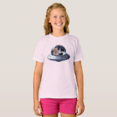 かわいい猫の空飛ぶ円盤 キッズTシャツ Tシャツ (正面フル)