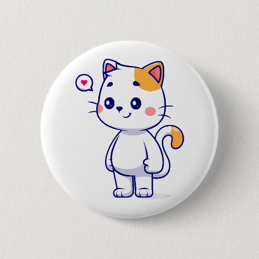かわいい猫の笑顔 缶バッジ (正面)