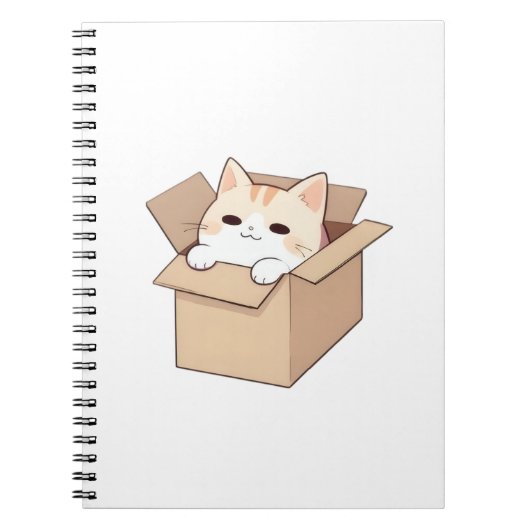 かわいい猫の箱ステッカー デザイン ノートブック (正面)