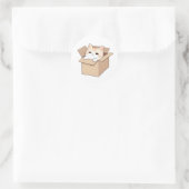 かわいい猫の箱ステッカー デザイン ラウンドシール (バッグ)
