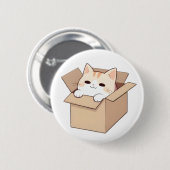 かわいい猫の箱ステッカー デザイン 缶バッジ (正面&裏面)