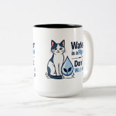 かわいい猫の節水エコデザイン  ツートーンマグカップ (正面右)