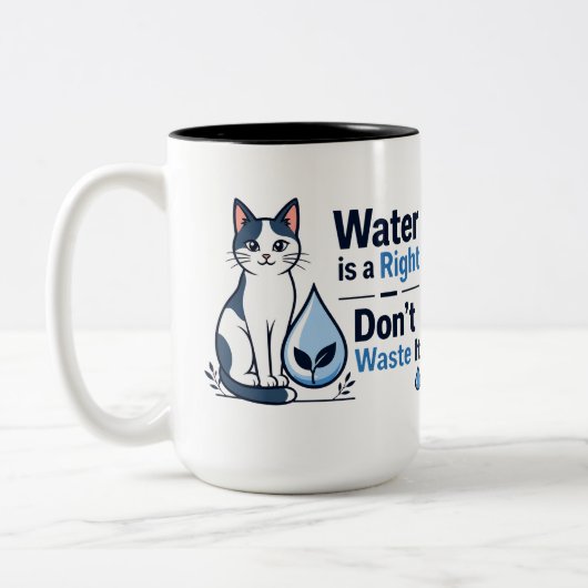 かわいい猫の節水エコデザイン  ツートーンマグカップ (左)