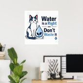 かわいい猫の節水 環境保護 ポスター (ホームオフィス)