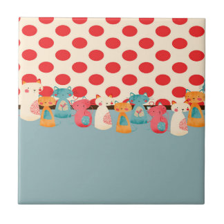 かわいい猫の素朴なパターン タイル