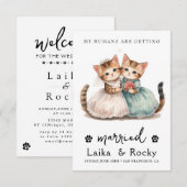 かわいい猫の結婚式の招待状 セーブザデート (正面/裏面)