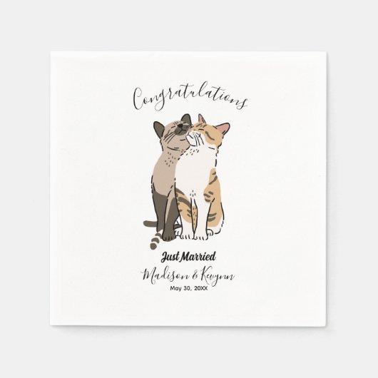 かわいい猫の結婚式 スタンダードカクテルナプキン (正面)