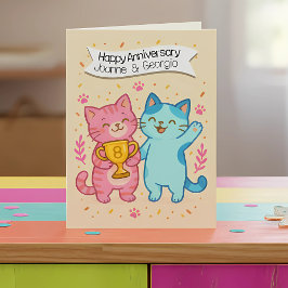 かわいい猫の結婚記念日カード 8回目の結婚記念日 カード