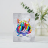 かわいい猫の絵(絵画No.5) ポストカード (スタンド正面)