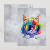 かわいい猫の絵(絵画No.5) ポストカード (正面/裏面)