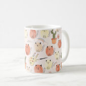 かわいい猫の継ぎ目のない柄 コーヒーマグカップ (正面右)