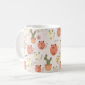 かわいい猫の継ぎ目のない柄 コーヒーマグカップ (正面左)
