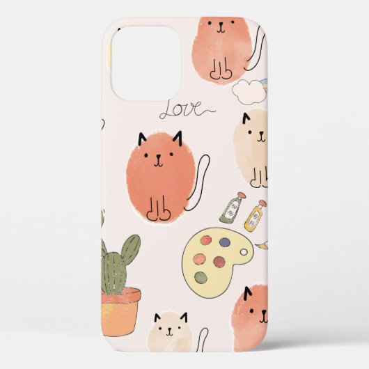 かわいい猫の継ぎ目のない柄 Case-Mate iPhoneケース (裏面)