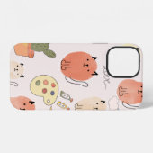 かわいい猫の継ぎ目のない柄 iPhoneケース (裏面横)