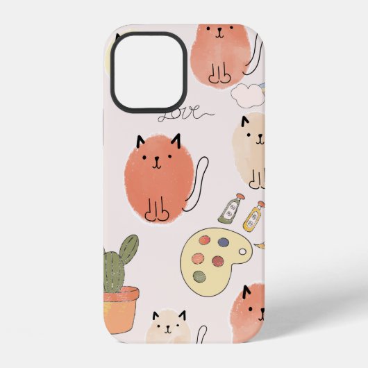 かわいい猫の継ぎ目のない柄 iPhoneケース (裏面)