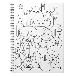 かわいい猫の線画カラーリングノート ノートブック