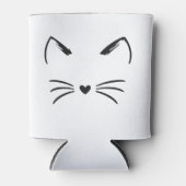 かわいい猫の耳とひげ ハート型の鼻 グラフィック 缶クーラー (正面)