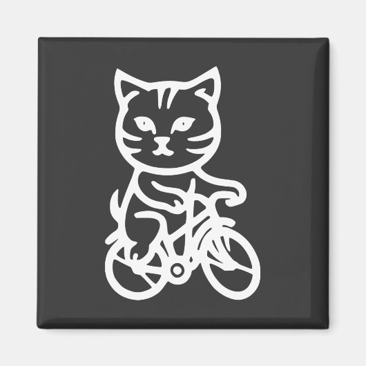 かわいい猫の自転車乗り マグネット (正面)