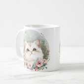 かわいい猫の花マンガスタイルプレゼント猫好き コーヒーマグカップ (正面左)