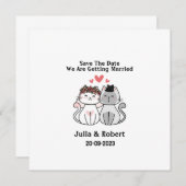 かわいい猫の花嫁と新郎の結婚式 保存日付のお知らせ (正面/裏面)