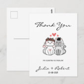 かわいい猫の花嫁と花婿の結婚式のお礼 ポストカード (正面/裏面)