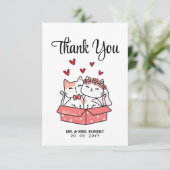 かわいい猫の花嫁と花婿結婚さんありがとう サンキューカード (スタンド正面)