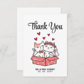 かわいい猫の花嫁と花婿結婚さんありがとう サンキューカード (正面/裏面)