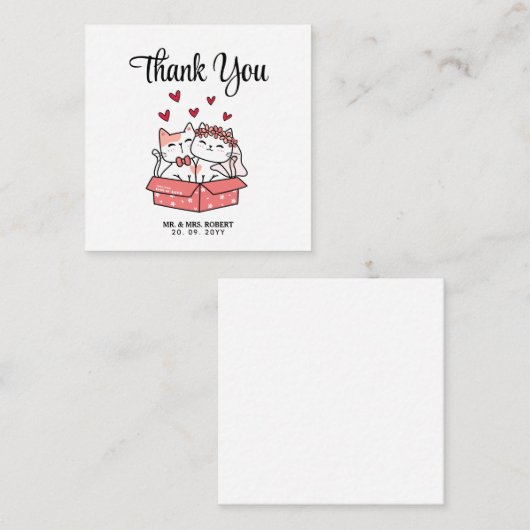 かわいい猫の花嫁と花婿結婚さんありがとう ノートカード (正面/裏面)