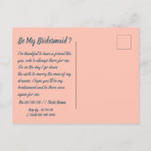 かわいい猫の花嫁は私の花嫁/メイド・オブ・オーナー（花嫁付き添い人） インビテーションポストカード (裏面)